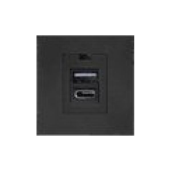 Orno NOEN USB x 2 - typ A + C, podwójny port modułowy 45x45mm z ładowarką USB, 2,1A 5V DC, czarny
