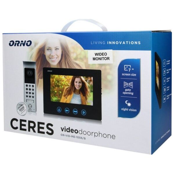 Orno Wideo monitor bezsłuchawkowy, kolorowy, LCD 7", do zestawu z serii CERES, otwieranie bramy, czarny