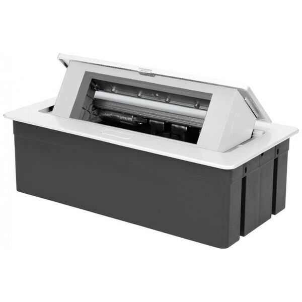 Orno NOEN Kaseta meblowa wpuszczana w blat ze zintegrowaną ramką PCV na gniazda modułowe 3 x 45x45mm lub 6 x 22,5x45mm, przewód 1,5m, białe