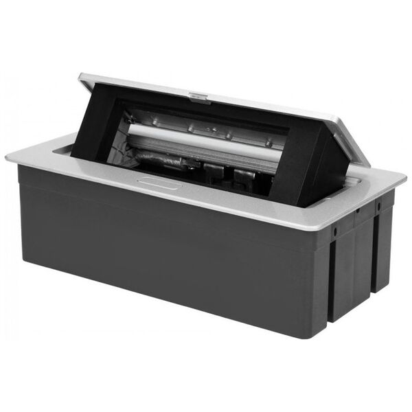 Orno NOEN Kaseta meblowa wpuszczana w blat ze zintegrowaną ramką PCV na gniazda modułowe 3 x 45x45mm lub 6 x 22,5x45mm, przewód 1,5m, srebrne