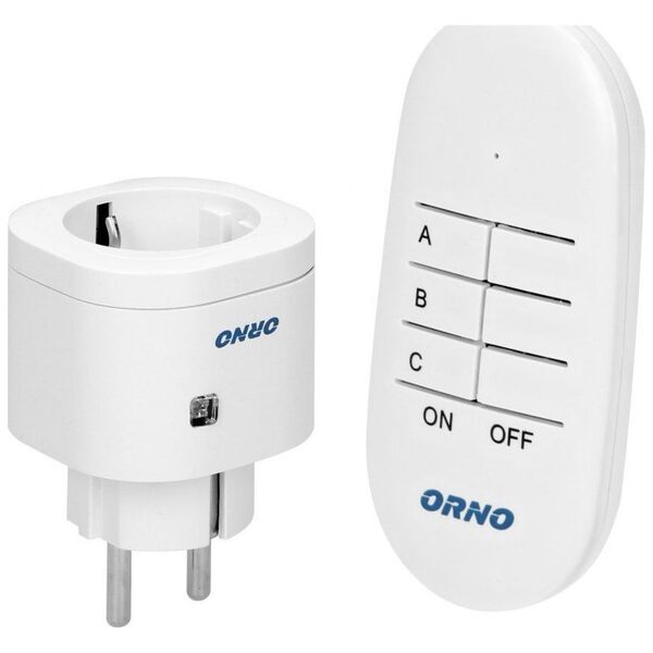 Orno Gniazdo bezprzewodowe mini sterowane pilotem 1+1, Schuko