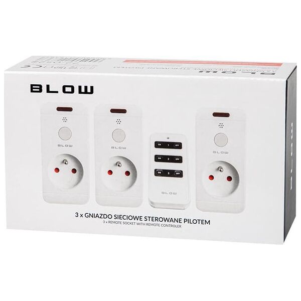 Blow 72-051# Gniazdo sieciowe x3 sterowane pilotem10a