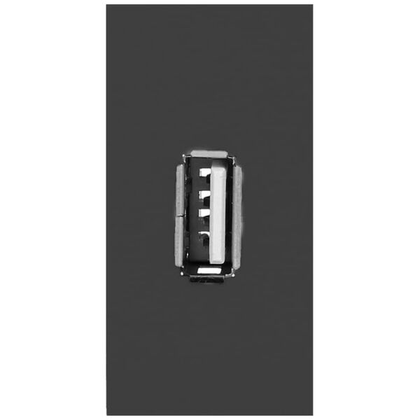 Orno NOEN USB data, gniazdo modułowe 22,5x45mm USB data 2.0, piny, czarne