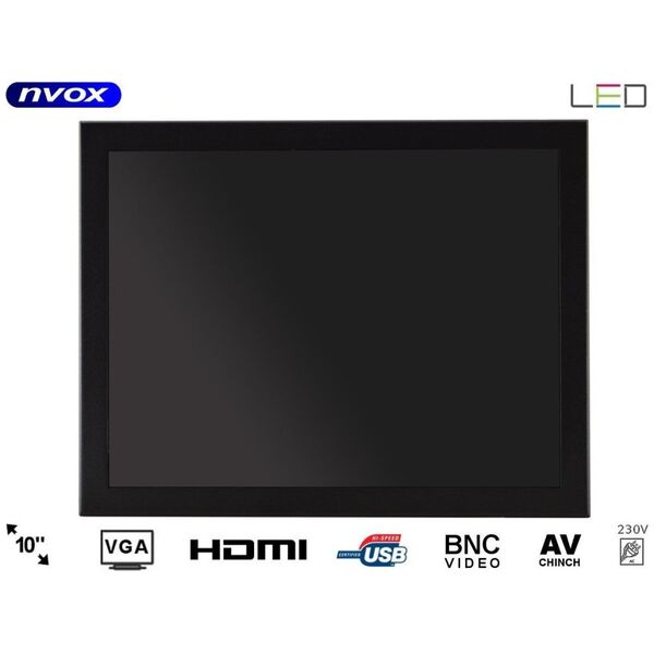 Nvox Monitor open frame led 10cali vga hdmi usb bnc av 12v 230v