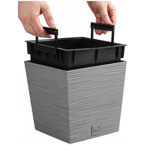 Prosperplast Doniczka na kwiaty Donica niska Furu DFS240 Szara