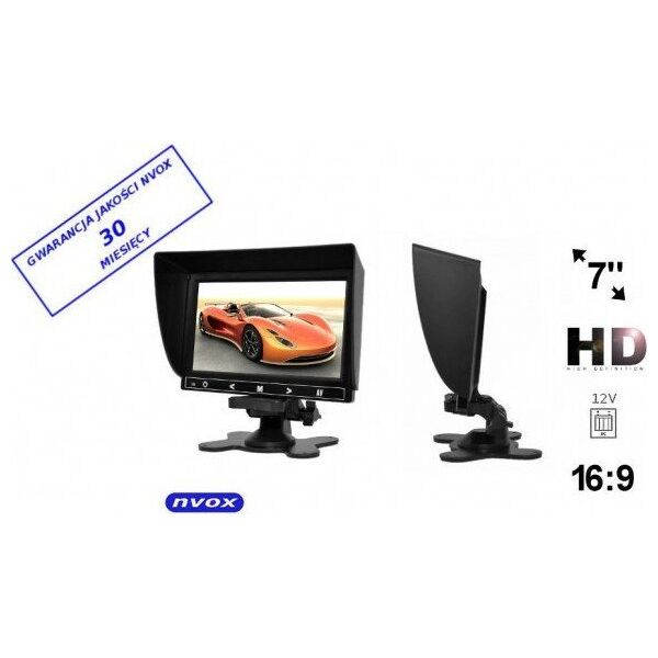Nvox Monitor samochodowy lub wolnostojący LCD 7cali cali HD AV z obsługa do 2 kamer 4PIN 12V... (NVOX
