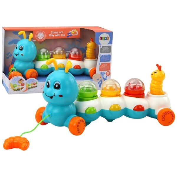LeanToys Gąsienica Do Ciągnięcia Kolorowa Światła Dźwięki