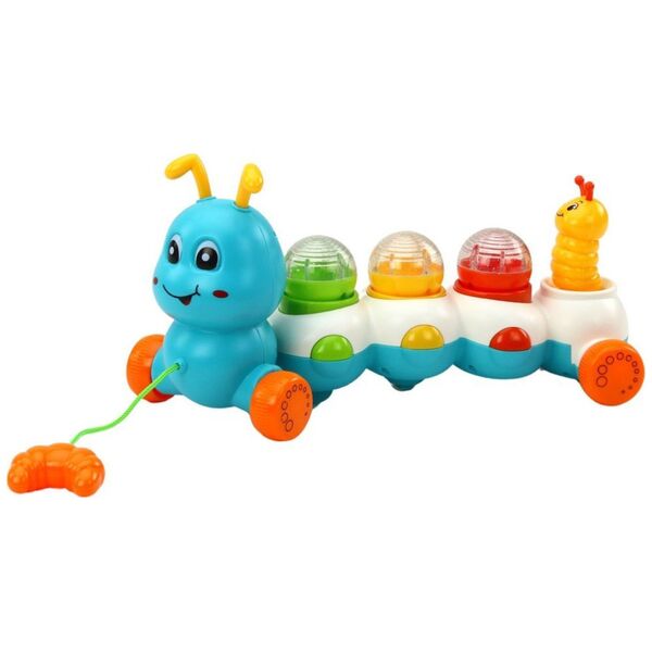 LeanToys Gąsienica Do Ciągnięcia Kolorowa Światła Dźwięki