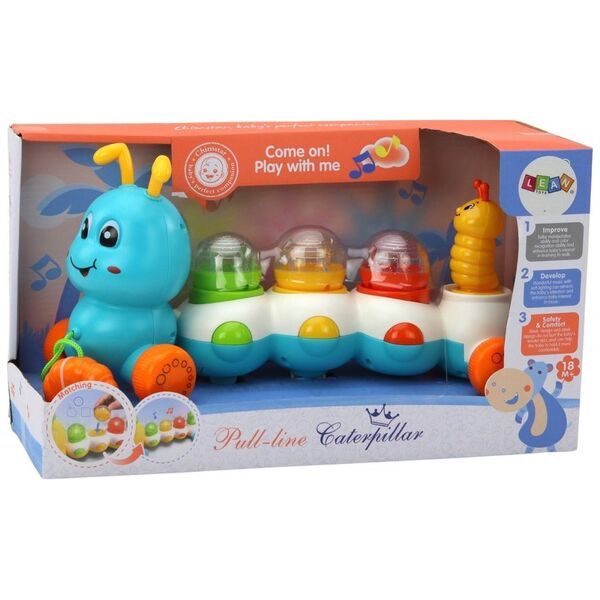 LeanToys Gąsienica Do Ciągnięcia Kolorowa Światła Dźwięki
