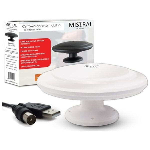Nvox Mistral mi-ant04 superczuła dookólna aktywna antena samochodowa tv dvb-t z ultra mocnym magnesem i uchwytem bocznym