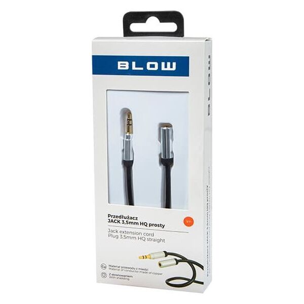 Kabel Blow 91-282# Przedł.jack 3,5mm 1m prosty metal blist