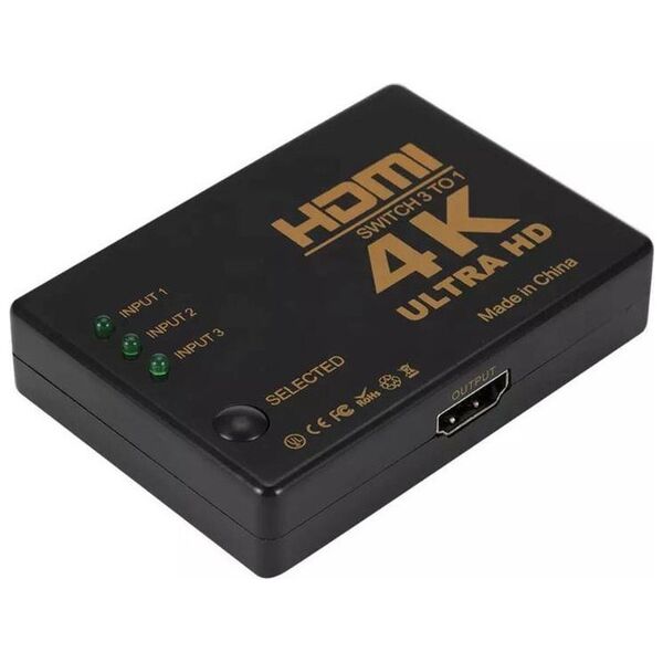 Aptel ROZDZIELACZ HDMI 3 porty typu A Switch Rozgałęźnik +pilot czarny HD28D