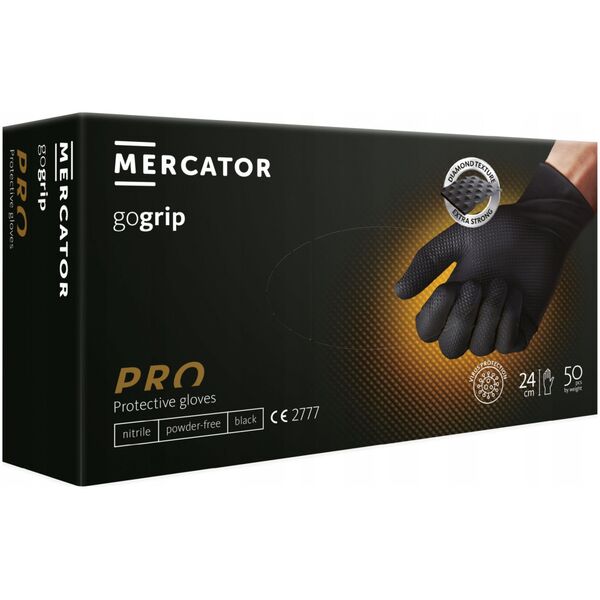 Mercator Medical Rękawice nitrylowe Mercator gogrip black XXL 50szt