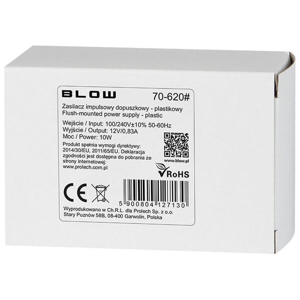 Blow 70-620# Zasilacz impulsowy dopuszkowy 12v/0,83a
