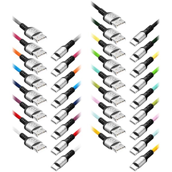 Kabel USB Orno USB-A - USB-C 1.2 m Wielokolorowy (CABEXCBRAIUSBC1.2MIX)