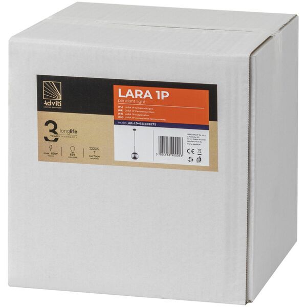 Lampa wisząca Orno LARA 1P, lampa wisząca, E27  max. 60W, czarna