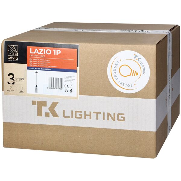 Lampa wisząca Orno LAZIO 1P, lampa wisząca, E27  max.15W, czarna