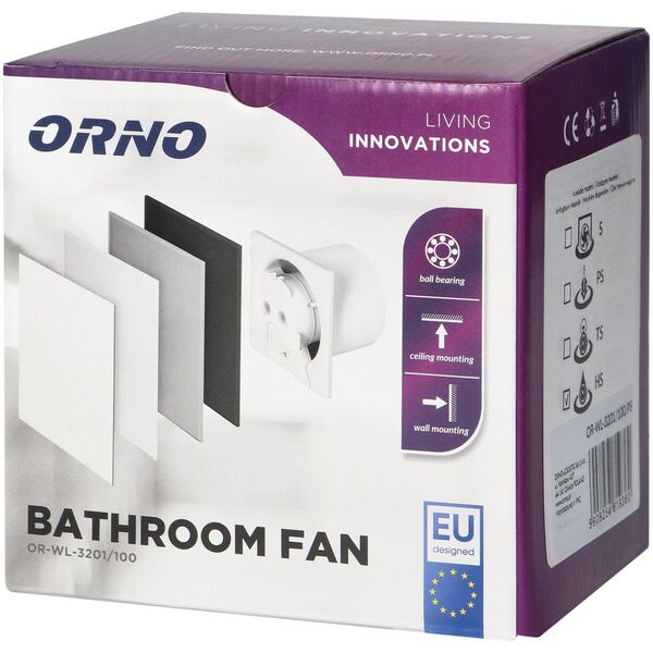 Orno Wentylator łazienkowy 100mm Premium - Czujnik wilgoci + wyłącznik czasowy (Łożysko kulkowe)