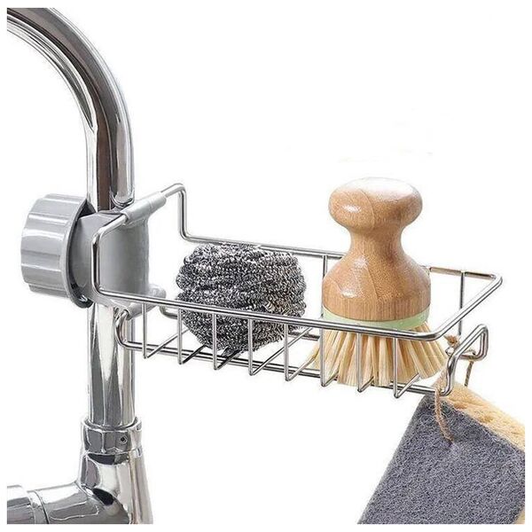 Aptel Kuchenny ORGANIZER zawieszany na kran 10x5cm srebrny AG901