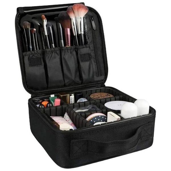 Aptel Podróżna KOSMETYCZKA Regulowane Przegrody Kuferek 25x23x9cm czarna AG905