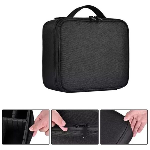 Aptel Podróżna KOSMETYCZKA Regulowane Przegrody Kuferek 25x23x9cm czarna AG905