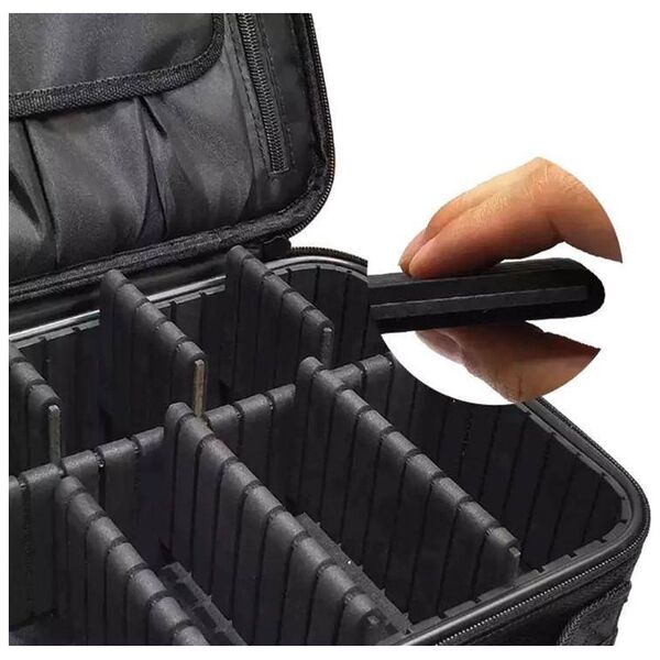 Aptel Podróżna KOSMETYCZKA Regulowane Przegrody Kuferek 25x23x9cm czarna AG905