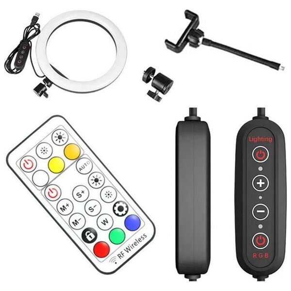 Lampa pierścieniowa Aptel LED RGB + Tripod + Pilot 210cm ZD67D
