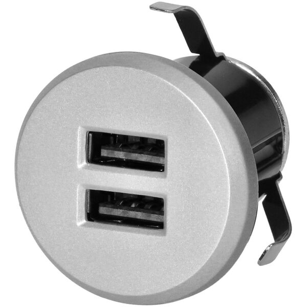 Orno Ładowarka 2XUSB 3,4A, wpuszczana w blat, srebrna