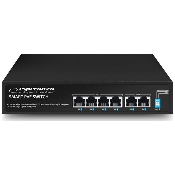 Switch Esperanza ENS105 ESPERANZA SWITCH 6-PORTOWY POE 10/100 60W S