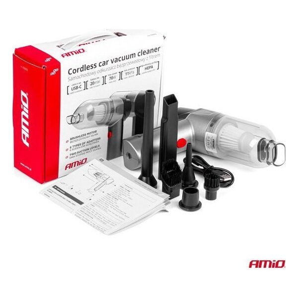 AMiO Odkurzacz samochodowy bezprzewodowy bezszczotkowy HEPA 70W 4000mAh AMIO-03693