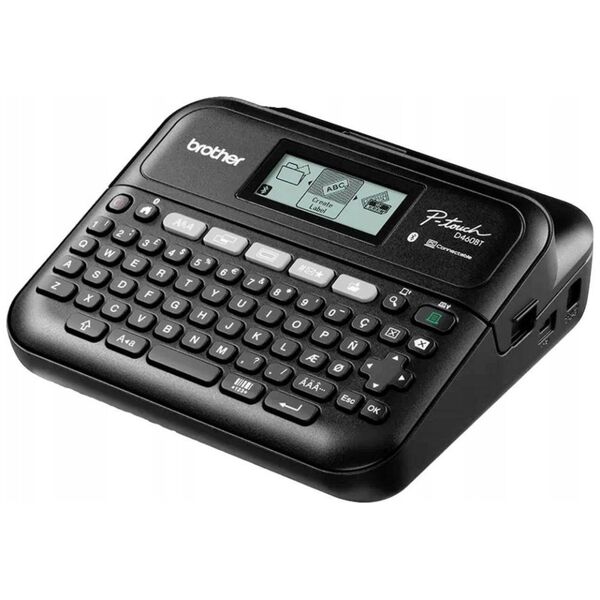 Drukarka etykiet Brother Brother P-Touch PT-D460BTVP - Beschriftungsgerat - s/w - Thermotransfer - 18 mm Breite - 180 dpi - bis zu 30 mm/Sek. - USB, Bluetooth 5.0 - Cutter - 5-zeiliger Druck, Spiegelschrift, Vertikaler Druck, Mehrfachausdruck - Schwarz