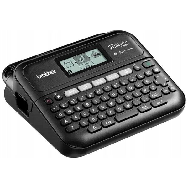 Drukarka etykiet Brother Brother P-Touch PT-D460BTVP - Beschriftungsgerat - s/w - Thermotransfer - 18 mm Breite - 180 dpi - bis zu 30 mm/Sek. - USB, Bluetooth 5.0 - Cutter - 5-zeiliger Druck, Spiegelschrift, Vertikaler Druck, Mehrfachausdruck - Schwarz