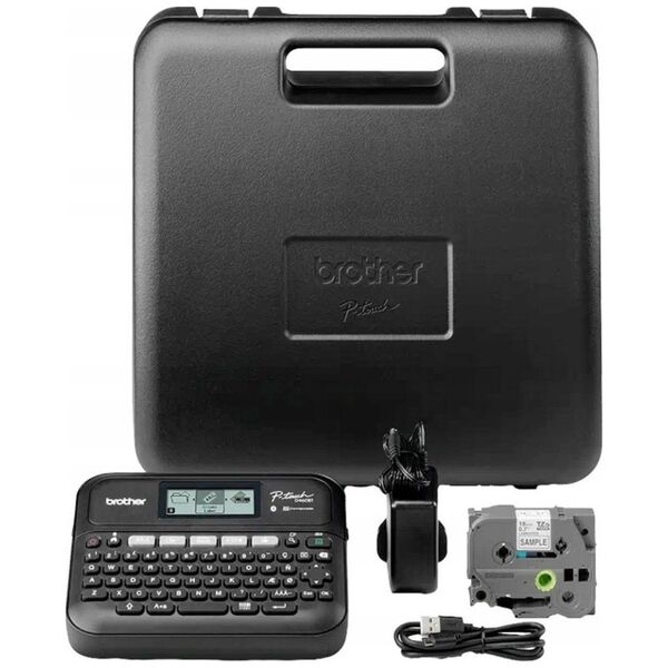 Drukarka etykiet Brother Brother P-Touch PT-D460BTVP - Beschriftungsgerat - s/w - Thermotransfer - 18 mm Breite - 180 dpi - bis zu 30 mm/Sek. - USB, Bluetooth 5.0 - Cutter - 5-zeiliger Druck, Spiegelschrift, Vertikaler Druck, Mehrfachausdruck - Schwarz