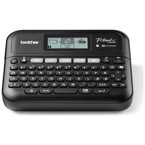 Drukarka etykiet Brother Brother P-Touch PT-D460BTVP - Beschriftungsgerat - s/w - Thermotransfer - 18 mm Breite - 180 dpi - bis zu 30 mm/Sek. - USB, Bluetooth 5.0 - Cutter - 5-zeiliger Druck, Spiegelschrift, Vertikaler Druck, Mehrfachausdruck - Schwarz