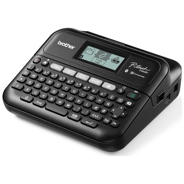 Drukarka etykiet Brother Brother P-Touch PT-D460BTVP - Beschriftungsgerat - s/w - Thermotransfer - 18 mm Breite - 180 dpi - bis zu 30 mm/Sek. - USB, Bluetooth 5.0 - Cutter - 5-zeiliger Druck, Spiegelschrift, Vertikaler Druck, Mehrfachausdruck - Schwarz