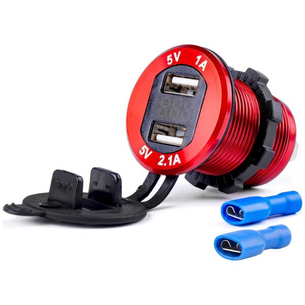 AMiO Wodoodporna ładowarka z testerem napięcia 2x usb 12v 24v mod-11 amio-02861