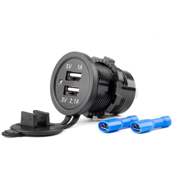 AMiO Wodoodporna ładowarka z gniazdami 2x usb 12v 24v mod-03 amio-02853