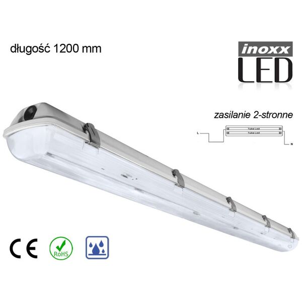 Nvox Oprawa hermetyczna przemysłowa ip65 led 2x120cm t8 g13 dwustronnie zasilana