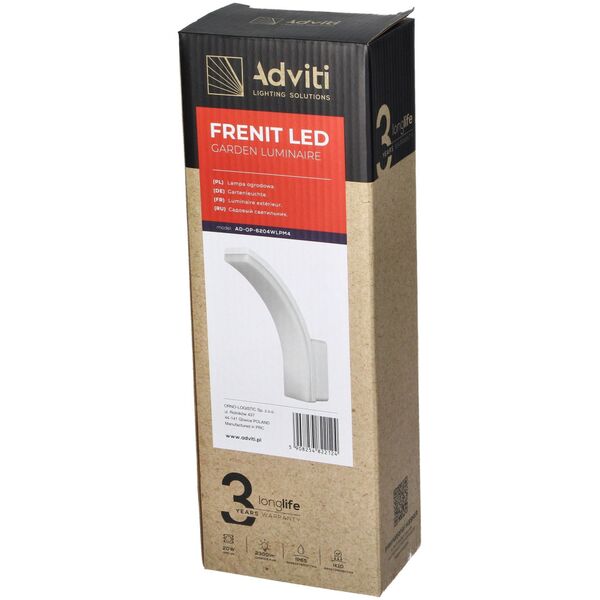 Kinkiet Orno FRENIT LED 20W, oprawa ogrodowa, 2000lm, IP65, 4000K, biała