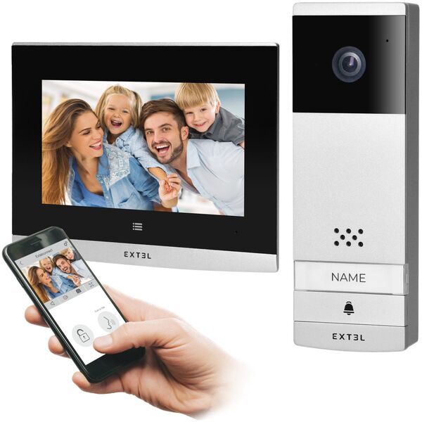 Orno Extel Wave, bezprzewodowy zestaw wideo domofonowy, monitor 7", dotykowy, menu OSD,  WI-FI + APP na telefon, sterowanie bramą, zasięg do 350m