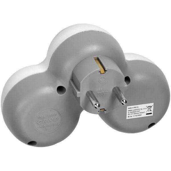 Orno Rozgałęźnik 3x2P+Z (Schuko), biało-szary