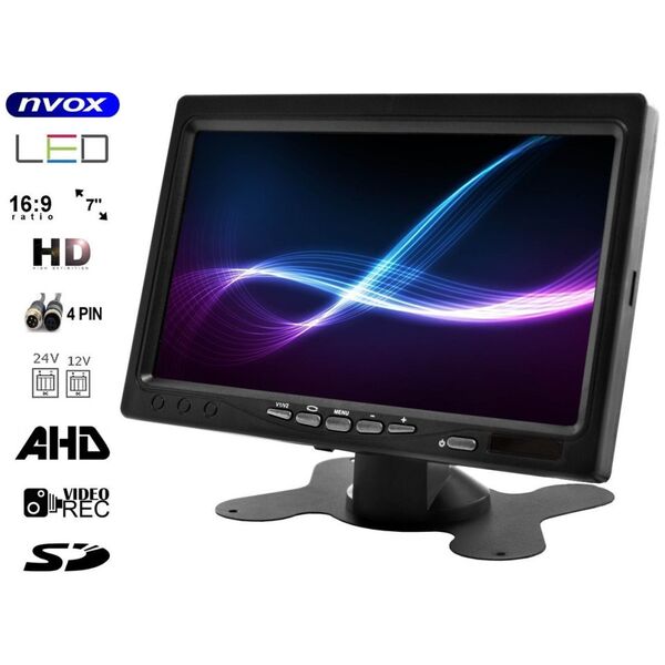 Nvox Nvox ahm612r-s dual monitor samochodowy wolnostojący lcd 7cali cali ahd/hd 4pin z ramką 12/24v zestaw