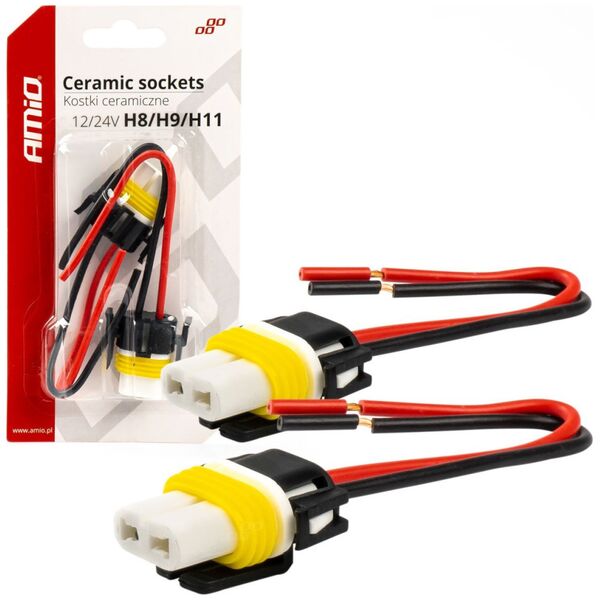 AMiO Kostki ceramiczne proste h8/h11/h16 gniazdo wtyczka amio-03056