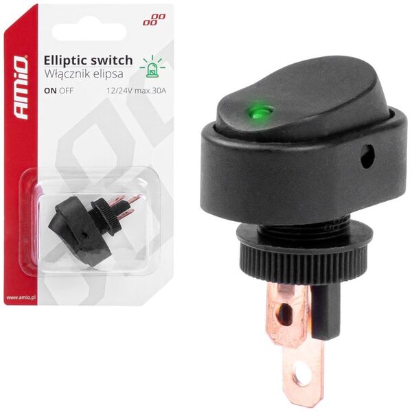 AMiO Włącznik przełącznik elipsa z podświetleniem 12v 24v amio-03087