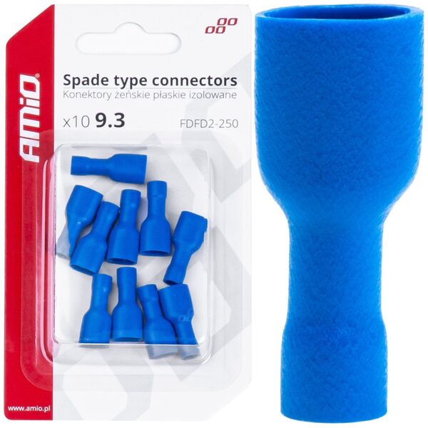 AMiO Konektory izolowane żeńskie płaskie 9.3mm amio-03068