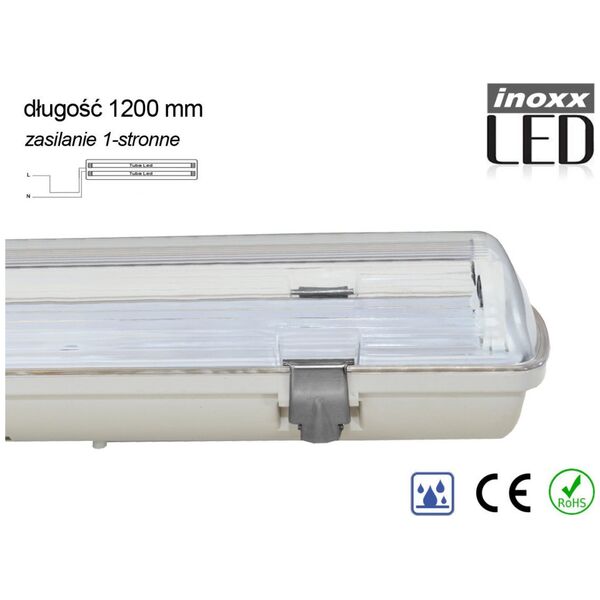 Nvox Oprawa hermetyczna przemysłowa  ip65 led 2x120cm t8 g13 jednostronnie zasilana