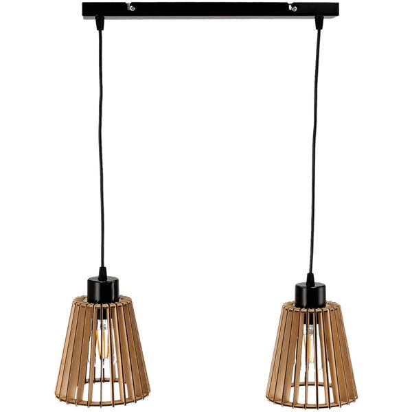 Lampa wisząca Orno DELOS 2P E27, lampa wisząca, max. 2x60W, czarna, drewno