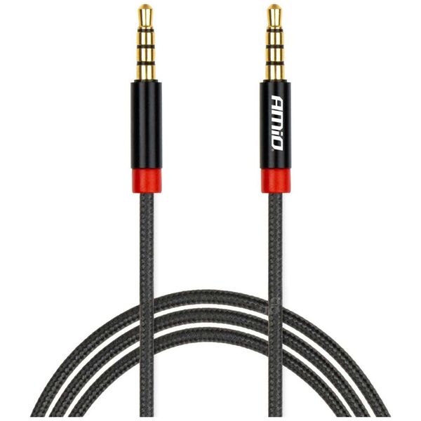 AMiO Kabel aux mini jack 3,5mm oplot 100cm amio-03269