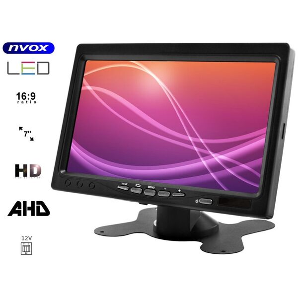 Nvox Monitor samochodowy lcd 7cali ahd cofania i monitoringu z obsługą 1 kamery 12v 24v