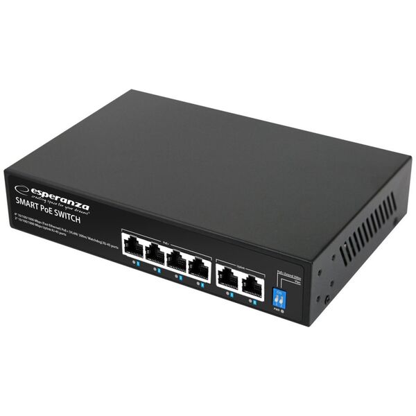 Switch Esperanza ENS107 Esperanza switch 6-portowy poe 10/100/1000 65w goliath